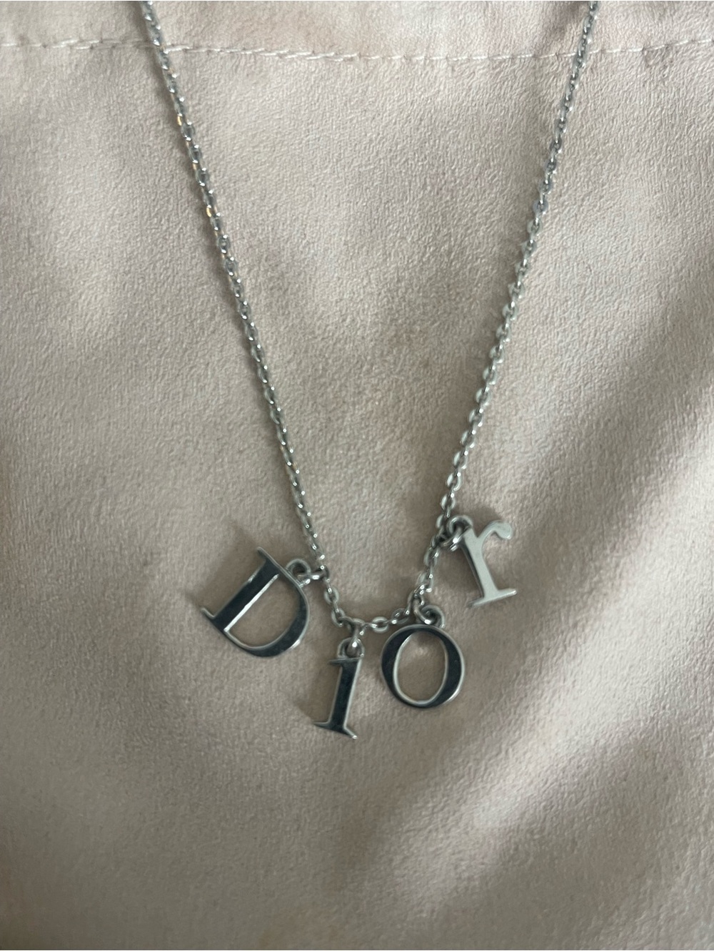 Dior Silver Letter Charm Necklace